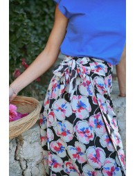 Long wrap skirt, printed