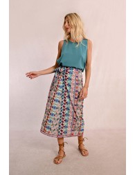 Long wrap skirt, printed