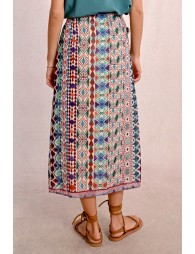 Long wrap skirt, printed