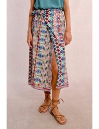 Long wrap skirt, printed