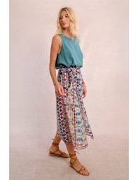 Long wrap skirt, printed