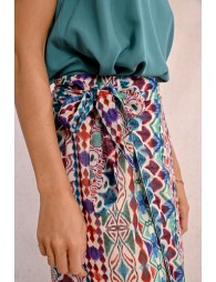 Long wrap skirt, printed