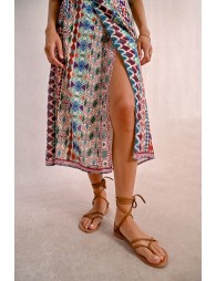 Long wrap skirt, printed