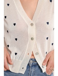 Crop cardigan, heart pattern