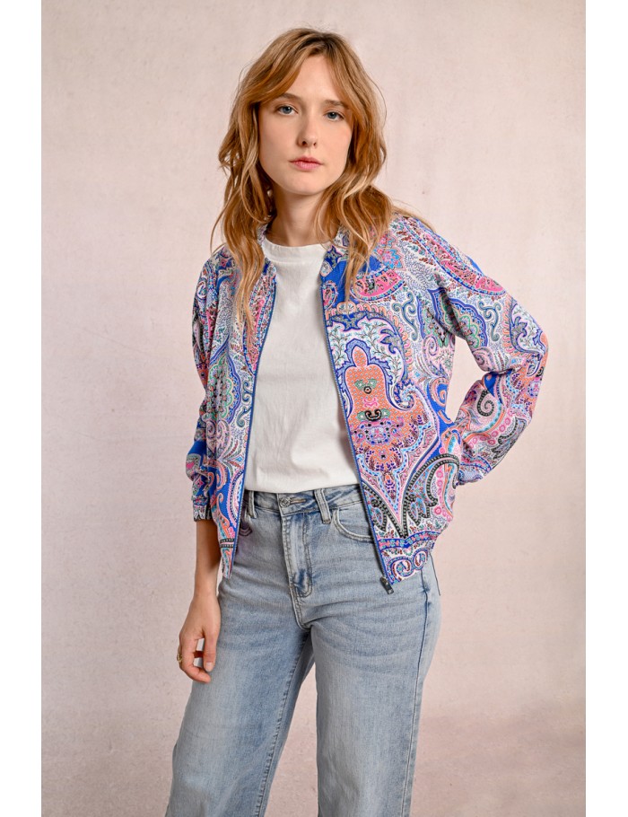 Chaqueta tipo bomber con estampado