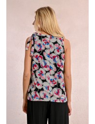 Sleeveless, semi-transparent, printed top