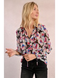 Semi-transparent blouse with print