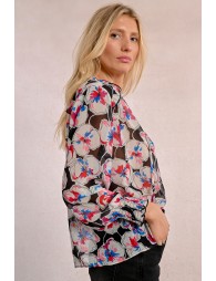 Blusa de manga larga con estampado y lazada