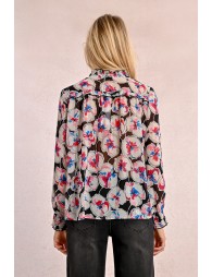 Semi-transparent blouse with print