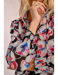 Blusa de manga larga con estampado y lazada