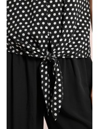 Polka dot blouse ties at the waist