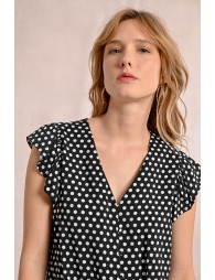 Polka dot blouse ties at the waist