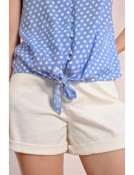 Polka dot blouse ties at the waist