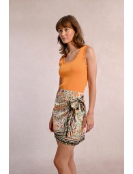 Printed wrap mini skirt