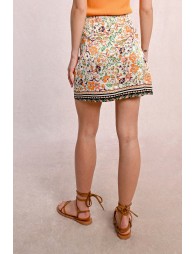 Printed wrap mini skirt