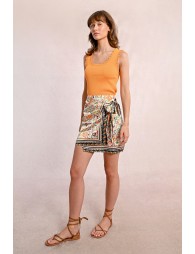 Printed wrap mini skirt