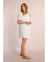 Mid-length dress with English embroidery