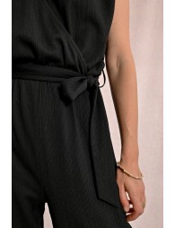 Long jumpsuit, tieable at the waist