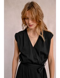 Long jumpsuit, tieable at the waist