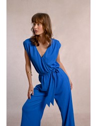 Long jumpsuit, tieable at the waist