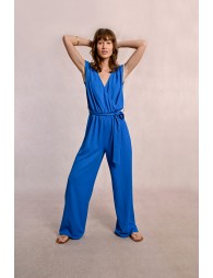 Long jumpsuit, tieable at the waist