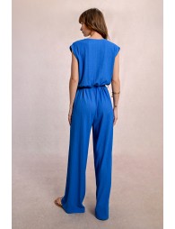 Long jumpsuit, tieable at the waist