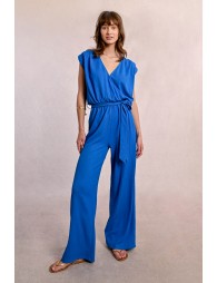 Long jumpsuit, tieable at the waist