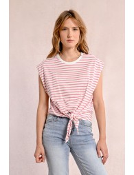 Camiseta de manga corta con estampado y lazada