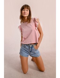 Ruffled sleeve t-shirt