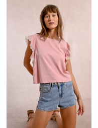 Ruffled sleeve t-shirt