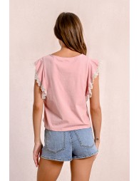 Ruffled sleeve t-shirt