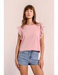 Ruffled sleeve t-shirt