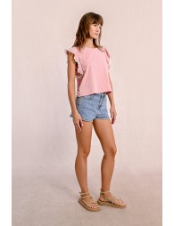 Ruffled sleeve t-shirt