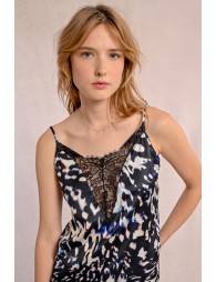 Printed camisole, lace detail