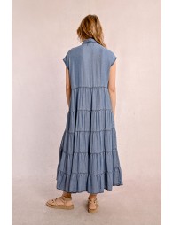 Longue robe chemise à volants