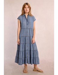 Long ruffled shirt dress