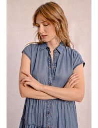 Longue robe chemise à volants