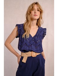 Openwork embroidery top