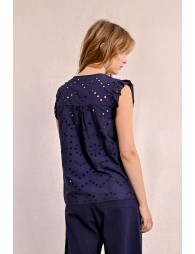 Openwork embroidery top