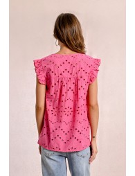 Openwork embroidery top