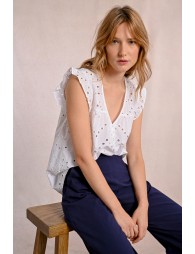 Openwork embroidery top