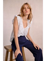 Openwork embroidery top