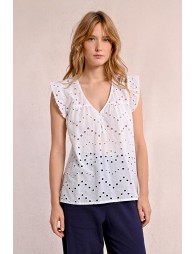 Openwork embroidery top