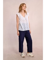 Openwork embroidery top