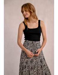 Long skirt with ruffles, leopard print