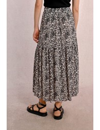 Long skirt with ruffles, leopard print