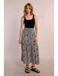 Long skirt with ruffles, leopard print