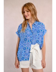 Short-sleeved blouse, printed