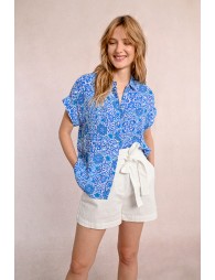 Short-sleeved blouse, printed