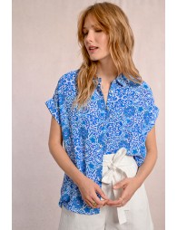 Short-sleeved blouse, printed